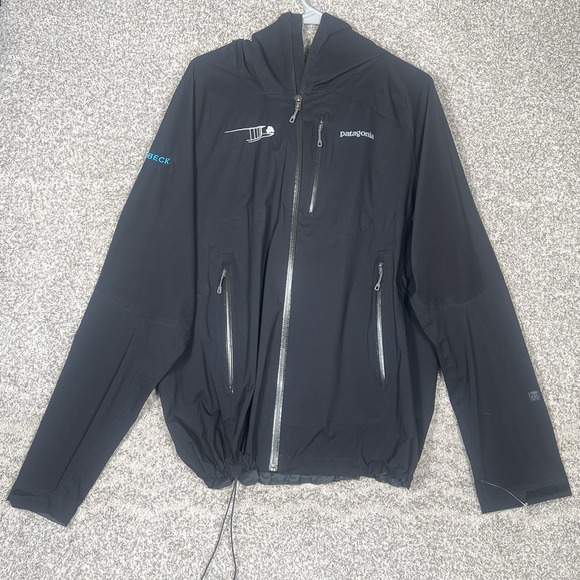 Patagonia Rain Shadow Jacket Men's Medium Black Nylon Hooded Full Zip Outdoor - Picture 1 of 9